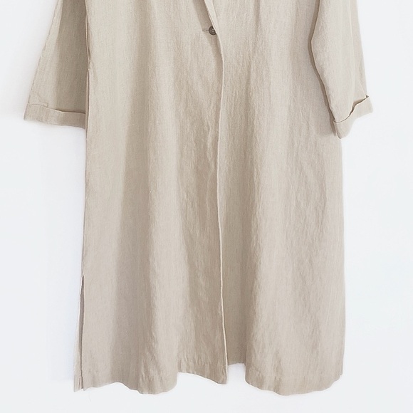 LOURMARIN Lagenlook Long Full length Linen Jacket Neutral Oatmeal Womens size L - Picture 5 of 12